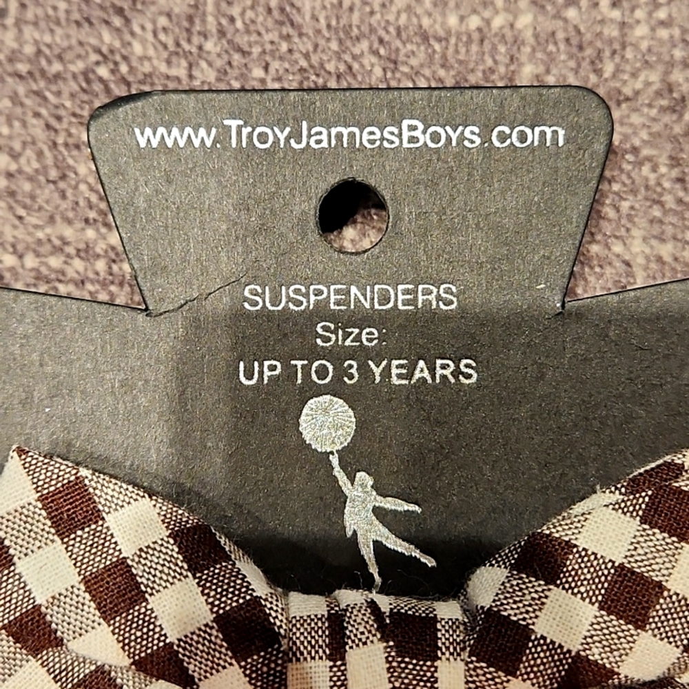 TROY JAMES BOYS NEW BABY BOYS SET OF SUSPENDERS AND BOW TIE. LEATHER & COTTON. - Picture 2 of 5